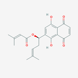 molecular formula C21H22O6 B12351398 2-Butenoic acid, 3-methyl-, (1R)-1-(1,4-dihydro-5,8-dihydroxy-1,4-dioxo-2-naphthalenyl)-4-methyl-3-penten-1-yl ester 