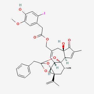 molecular formula C37H39IO9 B12351419 [(1R,2R,6R,10S,11R,15R,17R)-13-benzyl-6-hydroxy-4,17-dimethyl-5-oxo-15-prop-1-en-2-yl-12,14,18-trioxapentacyclo[11.4.1.01,10.02,6.011,15]octadeca-3,8-dien-8-yl]methyl 2-(4-hydroxy-2-iodo-5-methoxyphenyl)acetate 