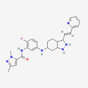 N-[2-fluoro-5-[[3-[(E)-2-pyridin-2-ylethenyl]-2,3,3a,4,5,6,7,7a-octahydro-1H-indazol-6-yl]amino]phenyl]-2,5-dimethylpyrazole-3-carboxamide