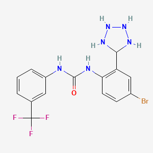 molecular formula C15H14BrF3N6O B12351483 1-[4-Bromo-2-(tetrazolidin-5-yl)phenyl]-3-[3-(trifluoromethyl)phenyl]urea 