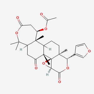 molecular formula C28H34O9 B1235150 [(1R,2R,4S,7S,8S,12R,13R)-7-(furan-3-yl)-1,8,12,17,17-pentamethyl-5,15,20-trioxo-3,6,16-trioxapentacyclo[9.9.0.02,4.02,8.012,18]icosan-13-yl] acetate 