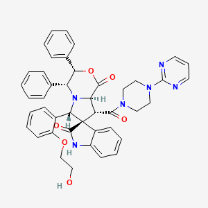 molecular formula C43H40N6O6 B1235152 (3S,3'S,4'R,6'S,8'R,8'aR)-6'-[2-(2-hydroxyethoxy)phenyl]-8'-[oxo-[4-(2-pyrimidinyl)-1-piperazinyl]methyl]-3',4'-diphenylspiro[1H-indole-3,7'-4,6,8,8a-tetrahydro-3H-pyrrolo[2,1-c][1,4]oxazine]-1',2-dione 