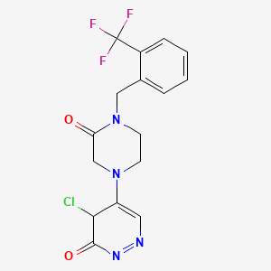 molecular formula C16H14ClF3N4O2 B12351548 4-chloro-5-[3-oxo-4-[[2-(trifluoromethyl)phenyl]methyl]piperazin-1-yl]-4H-pyridazin-3-one 