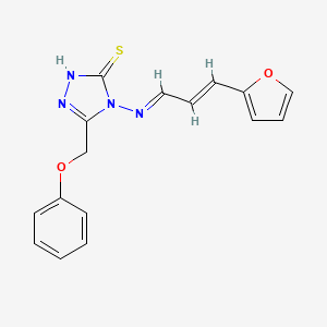 molecular formula C16H14N4O2S B1235157 4-[[(E)-3-(2-furyl)prop-2-enylidene]amino]-3-(phenoxymethyl)-1H-1,2,4-triazole-5-thione 