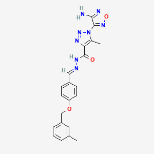 molecular formula C21H20N8O3 B1235158 1-(4-amino-1,2,5-oxadiazol-3-yl)-5-methyl-N'-[(E)-{4-[(3-methylbenzyl)oxy]phenyl}methylidene]-1H-1,2,3-triazole-4-carbohydrazide 