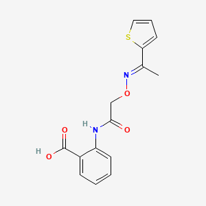 molecular formula C15H14N2O4S B1235160 2-[[2-[(E)-1-thiophen-2-ylethylideneamino]oxyacetyl]amino]benzoic acid 