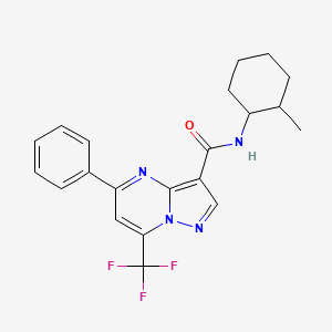 molecular formula C21H21F3N4O B1235165 N-(2-methylcyclohexyl)-5-phenyl-7-(trifluoromethyl)-3-pyrazolo[1,5-a]pyrimidinecarboxamide 