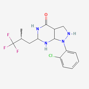 molecular formula C15H18ClF3N4O B12351850 1-(2-chlorophenyl)-6-[(2R)-3,3,3-trifluoro-2-methylpropyl]-3,3a,5,6,7,7a-hexahydro-2H-pyrazolo[3,4-d]pyrimidin-4-one 