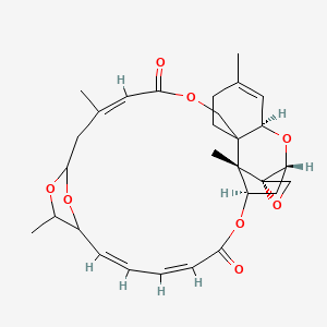 molecular formula C29H36O8 B1235197 (1R,3R,12Z,19Z,21Z,25R,26S,27S)-5,13,17,26-tetramethylspiro[2,10,16,24,29-pentaoxapentacyclo[23.2.1.115,18.03,8.08,26]nonacosa-4,12,19,21-tetraene-27,2'-oxirane]-11,23-dione CAS No. 29953-50-2