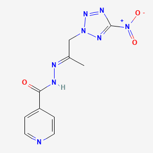 molecular formula C10H10N8O3 B1235219 N-[(E)-1-(5-硝基四唑-2-基)丙-2-亚基氨基]吡啶-4-甲酰胺 