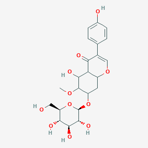 molecular formula C22H28O11 B12352204 5-hydroxy-3-(4-hydroxyphenyl)-6-methoxy-7-[(2R,3R,4S,5S,6R)-3,4,5-trihydroxy-6-(hydroxymethyl)oxan-2-yl]oxy-4a,5,6,7,8,8a-hexahydrochromen-4-one 