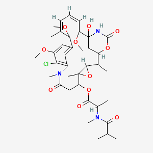 molecular formula C37H52ClN3O11 B1235223 Maytansine, N(2')-deacetyl-15-methoxy-N(2')-(2-methyl-1-oxopropyl)- 