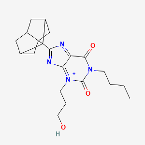 molecular formula C21H29N4O3+ B12352407 1-Butyl-3-(3-hydroxypropyl)-8-(3-tricyclo[3.3.1.03,7]nonanyl)purin-3-ium-2,6-dione 