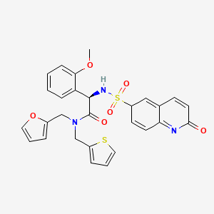 (2R)-N-(furan-2-ylmethyl)-2-(2-methoxyphenyl)-2-[(2-oxo-6H-quinolin-6-yl)sulfonylamino]-N-(thiophen-2-ylmethyl)acetamide