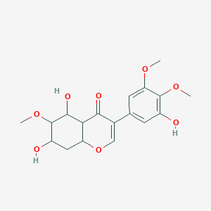 molecular formula C18H22O8 B12352471 5,7-Dihydroxy-3-(3-hydroxy-4,5-dimethoxyphenyl)-6-methoxy-4a,5,6,7,8,8a-hexahydrochromen-4-one 