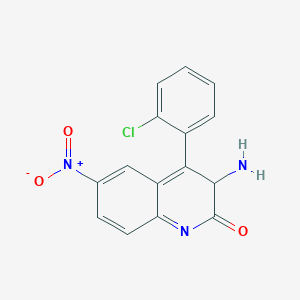 molecular formula C15H10ClN3O3 B12352509 3-amino-4-(2-chlorophenyl)-6-nitro-3H-quinolin-2-one 