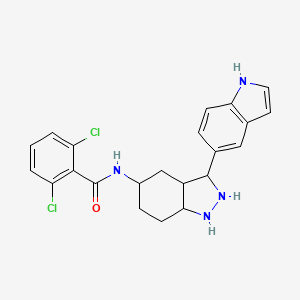 2,6-dichloro-N-[3-(1H-indol-5-yl)-2,3,3a,4,5,6,7,7a-octahydro-1H-indazol-5-yl]benzamide