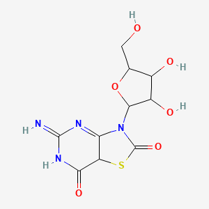 molecular formula C10H12N4O6S B12352638 3-[3,4-dihydroxy-5-(hydroxymethyl)oxolan-2-yl]-5-imino-7aH-[1,3]thiazolo[4,5-d]pyrimidine-2,7-dione 