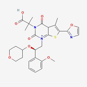 2-[1-[(2R)-2-(2-methoxyphenyl)-2-(oxan-4-yloxy)ethyl]-5-methyl-6-(1,3-oxazol-2-yl)-2,4-dioxo-4aH-thieno[2,3-d]pyrimidin-1-ium-3-yl]-2-methylpropanoic acid