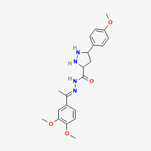 molecular formula C21H26N4O4 B12352723 N-[(E)-1-(3,4-dimethoxyphenyl)ethylideneamino]-5-(4-methoxyphenyl)pyrazolidine-3-carboxamide 