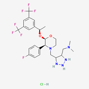 molecular formula C26H33ClF7N5O2 B12352735 1-[5-[[(2R,3S)-2-[(1R)-1-[3,5-bis(trifluoromethyl)phenyl]ethoxy]-3-(4-fluorophenyl)morpholin-4-yl]methyl]triazolidin-4-yl]-N,N-dimethylmethanamine;hydrochloride 