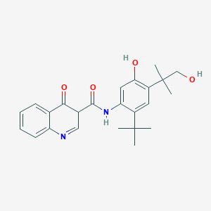 molecular formula C24H28N2O4 B12352810 N-[2-tert-butyl-5-hydroxy-4-(1-hydroxy-2-methylpropan-2-yl)phenyl]-4-oxo-3H-quinoline-3-carboxamide 