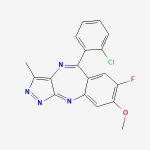 molecular formula C18H12ClFN4O B12352912 5-(2-Chlorophenyl)-7-fluoro-8-methoxy-3-methylpyrazolo[3,4-b][1,4]benzodiazepine 