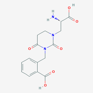 molecular formula C15H17N3O6 B12352913 2-[[3-[(2S)-2-amino-2-carboxyethyl]-2,6-dioxo-1,3-diazinan-1-yl]methyl]benzoic acid 