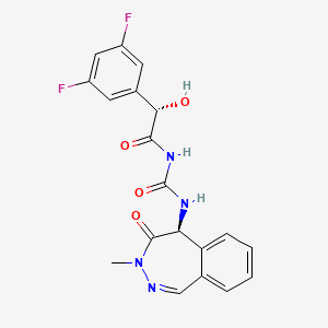 molecular formula C19H16F2N4O4 B12352966 (alphaS)-N-[(1S)-2-[[(5S)-4,5-Dihydro-3-methyl-4-oxo-3H-2,3-benzodiazepin-5-yl]amino]-1-methyl-2-oxoethyl]-3,5-difluoro-alpha-hydroxybenzeneacetamide 