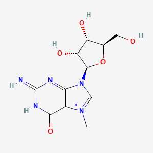 molecular formula C11H16N5O5+ B12352991 9-[(2R,3R,4S,5R)-3,4-dihydroxy-5-(hydroxymethyl)oxolan-2-yl]-2-imino-7-methyl-5H-purin-7-ium-6-one 