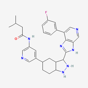 molecular formula C29H32FN7O B12352993 N-[5-[3-[7-(3-fluorophenyl)-3H-imidazo[4,5-c]pyridin-2-yl]-2,3,3a,4,5,6,7,7a-octahydro-1H-indazol-5-yl]pyridin-3-yl]-3-methylbutanamide 