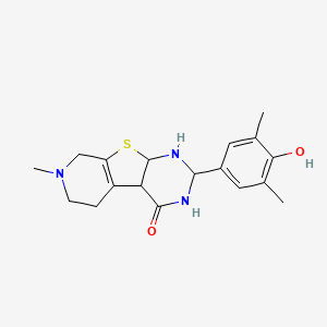 molecular formula C18H23N3O2S B12353017 5-(4-Hydroxy-3,5-dimethylphenyl)-11-methyl-8-thia-4,6,11-triazatricyclo[7.4.0.02,7]tridec-1(9)-en-3-one 