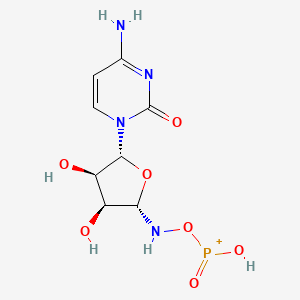 molecular formula C8H12N4O7P+ B12353061 1,3,5-Triazin-2(1H)-one,4-amino-1-(5-O-phosphono-b-D-ribofuranosyl)- 