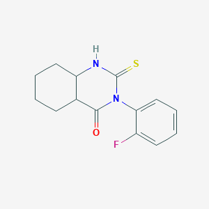 molecular formula C14H15FN2OS B12353067 3-(2-fluorophenyl)-2-sulfanylidene-4a,5,6,7,8,8a-hexahydro-1H-quinazolin-4-one 