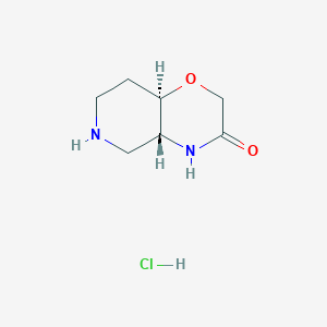 molecular formula C7H13ClN2O2 B12353106 Rac-(4aR,8aR)-octahydro-2H-pyrido[4,3-b]morpholin-3-one hydrochloride 