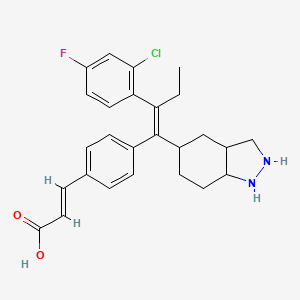 molecular formula C26H28ClFN2O2 B12353152 (E)-3-[4-[(Z)-1-(2,3,3a,4,5,6,7,7a-octahydro-1H-indazol-5-yl)-2-(2-chloro-4-fluorophenyl)but-1-enyl]phenyl]prop-2-enoic acid 