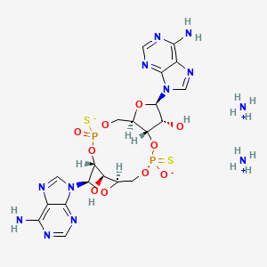 molecular formula C20H30N12O10P2S2 B12353155 diazanium;(1R,6R,8R,9R,10S,15R,17R,18R)-8,17-bis(6-aminopurin-9-yl)-12-oxido-3-oxo-12-sulfanylidene-3-sulfido-2,4,7,11,13,16-hexaoxa-3λ5,12λ5-diphosphatricyclo[13.2.1.06,10]octadecane-9,18-diol 