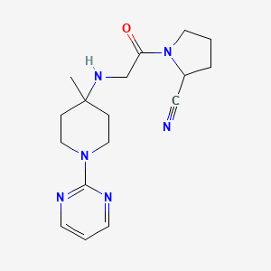 molecular formula C17H24N6O B12353189 (2S)-1-[[[4-Methyl-1-(2-pyrimidinyl)-4-piperidinyl]amino]acetyl]-2-pyrrolidinecarbonitrile 