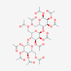 molecular formula C40H54O27 B12353228 D-Glucopyranose, O-2,3,4,6-tetra-O-acetyl-beta-D-glucopyranosyl-(1-->4)-O-2,3,6-tri-O-acetyl-beta-D-glucopyranosyl-(1-->4)-, tetraacetate (9CI) 