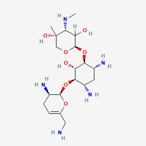 molecular formula C19H37N5O7 B1235329 (2R,4R,5R)-2-[(1S,2S,3R,4S,6R)-4,6-二氨基-3-[[(2S,3R)-3-氨基-6-(氨甲基)-3,4-二氢-2H-吡喃-2-基]氧基]-2-羟基环己基]氧基-5-甲基-4-(甲基氨基)氧杂环-3,5-二醇 