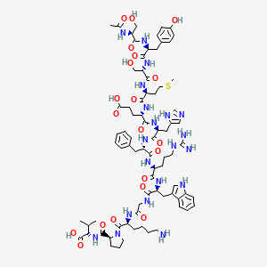 molecular formula C77H108N20O20S B12353354 (4S)-4-[[(2S)-2-[[(2S)-2-[[(2S)-2-[[(2S)-2-acetamido-3-hydroxypropanoyl]amino]-3-(4-hydroxyphenyl)propanoyl]amino]-3-hydroxypropanoyl]amino]-4-methylsulfanylbutanoyl]amino]-5-[[(2S)-1-[[(2S)-1-[[(2S)-1-[[(2S)-1-[[2-[[(2S)-6-amino-1-[(2S)-2-[[(1S)-1-carboxy-2-methylpropyl]carbamoyl]pyrrolidin-1-yl]-1-oxohexan-2-yl]amino]-2-oxoethyl]amino]-3-(1H-indol-3-yl)-1-oxopropan-2-yl]amino]-5-carbamimidamido-1-oxopentan-2-yl]amino]-1-oxo-3-phenylpropan-2-yl]amino]-3-(1H-imidazol-5-yl)-1-oxopropan-2-yl]amino]-5-oxopentanoic acid 