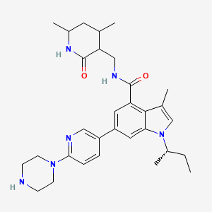 1-[(2S)-butan-2-yl]-N-[(4,6-dimethyl-2-oxopiperidin-3-yl)methyl]-3-methyl-6-(6-piperazin-1-ylpyridin-3-yl)indole-4-carboxamide