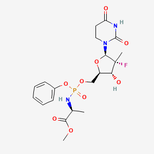 molecular formula C20H27FN3O9P B12353421 methyl (2S)-2-[[[(2R,3R,4R,5R)-5-(2,4-dioxo-1,3-diazinan-1-yl)-4-fluoro-3-hydroxy-4-methyloxolan-2-yl]methoxy-phenoxyphosphoryl]amino]propanoate 