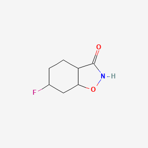 molecular formula C7H10FNO2 B12353646 6-Fluoro-3a,4,5,6,7,7a-hexahydro-1,2-benzoxazol-3-one 