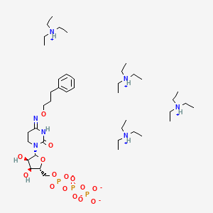 molecular formula C42H88N7O15P3 B12353647 [[[(2R,3S,4R,5R)-3,4-dihydroxy-5-[(4Z)-2-oxo-4-(3-phenylpropoxyimino)-1,3-diazinan-1-yl]oxolan-2-yl]methoxy-oxidophosphoryl]oxy-oxidophosphoryl] phosphate;triethylazanium 