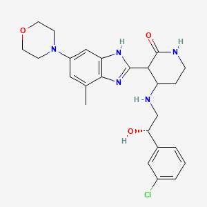 molecular formula C25H30ClN5O3 B12353721 4-[[(2S)-2-(3-chlorophenyl)-2-hydroxyethyl]amino]-3-(4-methyl-6-morpholin-4-yl-1H-benzimidazol-2-yl)piperidin-2-one 