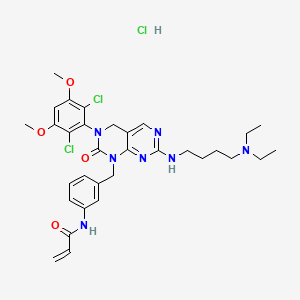 molecular formula C32H40Cl3N7O4 B12353764 N-[3-[[3-(2,6-dichloro-3,5-dimethoxyphenyl)-7-[4-(diethylamino)butylamino]-2-oxo-4H-pyrimido[4,5-d]pyrimidin-1-yl]methyl]phenyl]prop-2-enamide;hydrochloride 