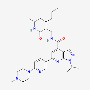 molecular formula C30H42N8O2 B12353777 N-[(6-methyl-2-oxo-4-propylpiperidin-3-yl)methyl]-6-[6-(4-methylpiperazin-1-yl)pyridin-3-yl]-1-propan-2-ylpyrazolo[3,4-b]pyridine-4-carboxamide 