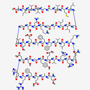 5-[[1-[[1-[[1-[[1-[[1-[[2-[[1-[[1-[[1-[[1-[[1-[[5-amino-1-[[6-amino-1-[[1-[[1-[[1-[[1-[[1-[[1-[[1-[[1-[[2-[[1-[[4-amino-1-[[6-amino-1-[[2-[[1-[[1-[[1-[[2-[[1-[[1-[[1-[[2-[[2-[[1-[[1-[[1-(1-carboxyethylamino)-3-methyl-1-oxopentan-2-yl]amino]-3-methyl-1-oxobutan-2-yl]amino]-3-methyl-1-oxobutan-2-yl]amino]-2-oxoethyl]amino]-2-oxoethyl]amino]-3-methyl-1-oxobutan-2-yl]amino]-4-methylsulfanyl-1-oxobutan-2-yl]amino]-4-methyl-1-oxopentan-2-yl]amino]-2-oxoethyl]amino]-3-methyl-1-oxopentan-2-yl]amino]-3-methyl-1-oxopentan-2-yl]amino]-1-oxopropan-2-yl]amino]-2-oxoethyl]amino]-1-oxohexan-2-yl]amino]-1,4-dioxobutan-2-yl]amino]-3-hydroxy-1-oxopropan-2-yl]amino]-2-oxoethyl]amino]-3-methyl-1-oxobutan-2-yl]amino]-3-carboxy-1-oxopropan-2-yl]amino]-4-carboxy-1-oxobutan-2-yl]amino]-1-oxopropan-2-yl]amino]-1-oxo-3-phenylpropan-2-yl]amino]-1-oxo-3-phenylpropan-2-yl]amino]-3-methyl-1-oxobutan-2-yl]amino]-4-methyl-1-oxopentan-2-yl]amino]-1-oxohexan-2-yl]amino]-1,5-dioxopentan-2-yl]amino]-3-(1H-imidazol-5-yl)-1-oxopropan-2-yl]amino]-3-(1H-imidazol-5-yl)-1-oxopropan-2-yl]amino]-3-methyl-1-oxobutan-2-yl]amino]-4-carboxy-1-oxobutan-2-yl]amino]-3-(4-hydroxyphenyl)-1-oxopropan-2-yl]amino]-2-oxoethyl]amino]-3-hydroxy-1-oxopropan-2-yl]amino]-3-carboxy-1-oxopropan-2-yl]amino]-3-(1H-imidazol-5-yl)-1-oxopropan-2-yl]amino]-5-carbamimidamido-1-oxopentan-2-yl]amino]-1-oxo-3-phenylpropan-2-yl]amino]-4-[2-[(2-amino-3-carboxypropanoyl)amino]propanoylamino]-5-oxopentanoic acid