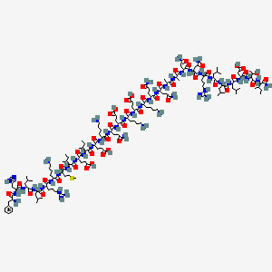 5-[[6-amino-1-[[5-amino-1-[[5-amino-1-[[1-[[1-[[4-amino-1-[[4-amino-1-[[1-[[1-[[1-[[1-[[1-[[1-[(1-amino-3-methyl-1-oxopentan-2-yl)amino]-3-hydroxy-1-oxobutan-2-yl]amino]-3-carboxy-1-oxopropan-2-yl]amino]-4-methyl-1-oxopentan-2-yl]amino]-4-methyl-1-oxopentan-2-yl]amino]-4-methyl-1-oxopentan-2-yl]amino]-5-carbamimidamido-1-oxopentan-2-yl]amino]-1,4-dioxobutan-2-yl]amino]-1,4-dioxobutan-2-yl]amino]-1-oxopropan-2-yl]amino]-1-oxopropan-2-yl]amino]-1,5-dioxopentan-2-yl]amino]-1,5-dioxopentan-2-yl]amino]-1-oxohexan-2-yl]amino]-4-[[6-amino-2-[[2-[[5-amino-2-[[6-amino-2-[[2-[[2-[[2-[[2-[[2-[[6-amino-2-[[2-[[2-[[2-[[2-[(2-amino-3-phenylpropanoyl)amino]-3-(1H-imidazol-5-yl)propanoyl]amino]-4-methylpentanoyl]amino]-4-methylpentanoyl]amino]-5-carbamimidamidopentanoyl]amino]hexanoyl]amino]-4-methylsulfanylbutanoyl]amino]-3-methylpentanoyl]amino]-4-carboxybutanoyl]amino]-3-methylpentanoyl]amino]-4-carboxybutanoyl]amino]hexanoyl]amino]-5-oxopentanoyl]amino]-4-carboxybutanoyl]amino]hexanoyl]amino]-5-oxopentanoic acid